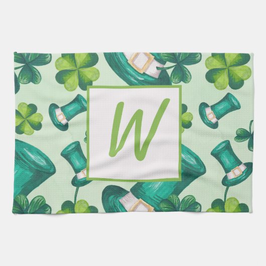 St. Patrick's Day Hat and Clovers Geschirrtuch (Horizontal)
