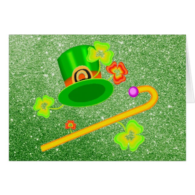St. Patrick's Day Hat & Cane Apple Green (Vorderseite (Horizontal))