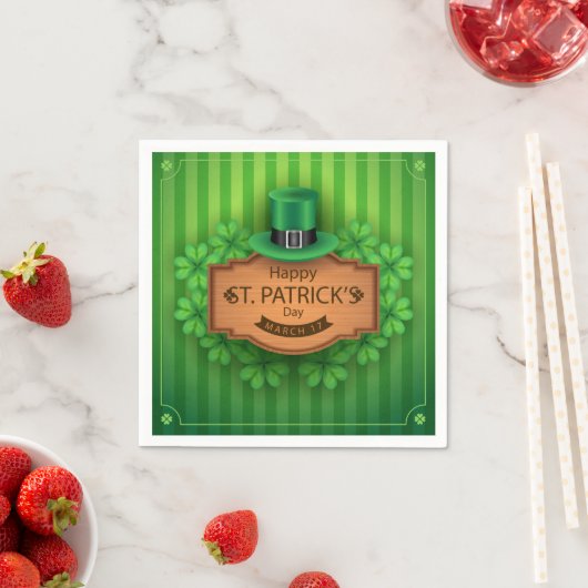 St. Patrick's Day - Hat & Clovers Serviette (Beispiel)