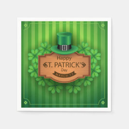 St. Patrick's Day - Hat & Clovers Serviette