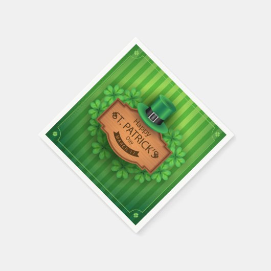 St. Patrick's Day - Hat & Clovers Serviette (Ecke)
