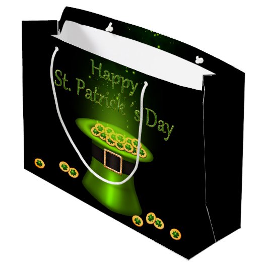 St. Patrick's Day Hat Coins Große Geschenktüte (Rückseite Schrägansicht)