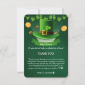 St. Patrick's Day Hat Kleeblatt Gold Baby Shower Dankeskarte (Vorderseite)
