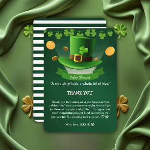 St. Patrick's Day Hat Kleeblatt Gold Baby Shower Dankeskarte