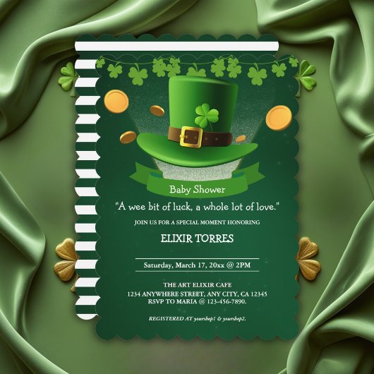 St. Patrick's Day Hat Kleeblatt Gold Baby Shower Einladung