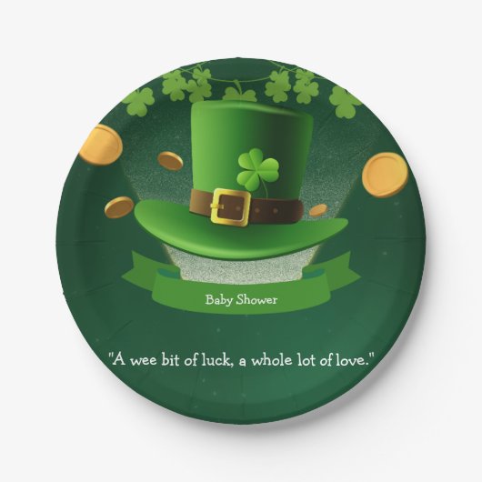 St. Patrick's Day Hat Kleeblatt Gold Baby Shower Pappteller (Vorderseite)