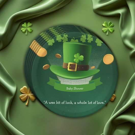 St. Patrick's Day Hat Kleeblatt Gold Baby Shower Pappteller