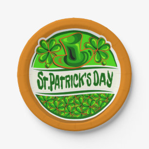 St Patrick's Day Hat Kleeblatts Green Orange klein Pappteller
