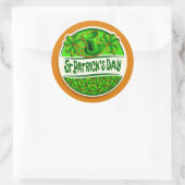 St Patrick's Day Hat Kleeblatts Green Orange Runder Aufkleber (Tasche)