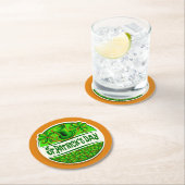 St Patrick's Day Hat Kleeblatts Green Orange Runder Pappuntersetzer (Vor Ort)