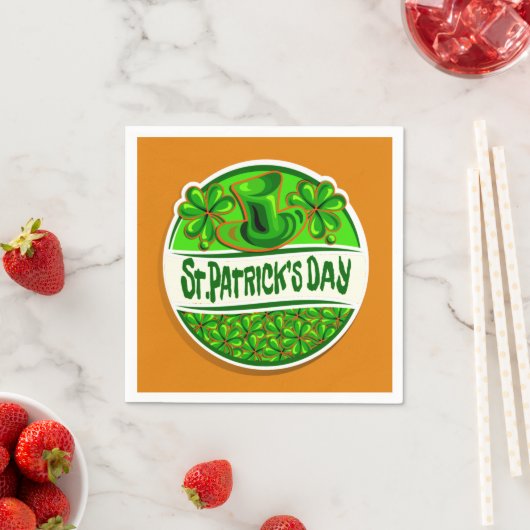 St Patrick's Day Hat Kleeblatts Green Orange Small Serviette (Beispiel)
