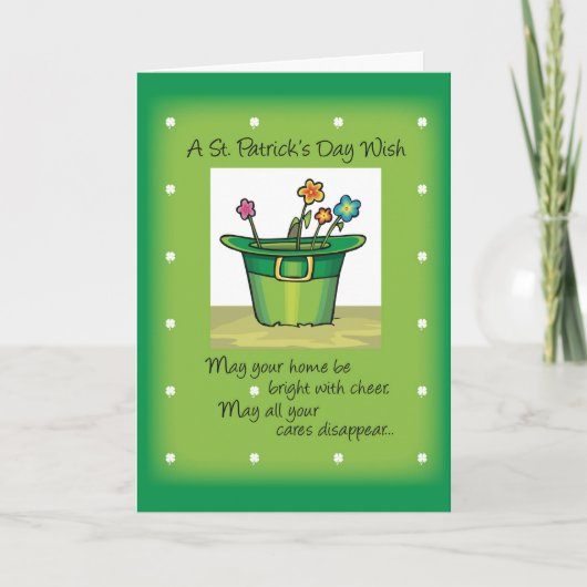 St. Patrick's Day Hat mit Blume Karte (Vorderseite)