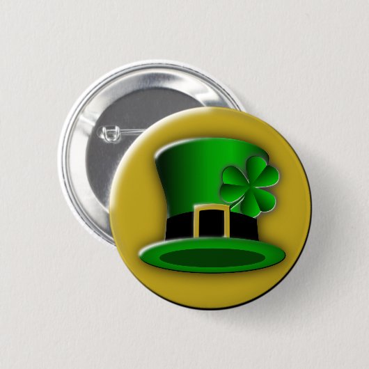 St Patricks Day Hat Round Button (Vorne & Hinten)