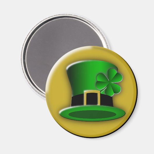 St Patricks Day Hat Round Magnet (Vorderseite/Rückseite)
