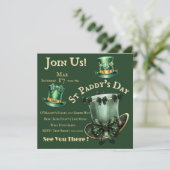 St Patrick's Day Hats and Bows Party Einladung (Stehend Vorderseite)