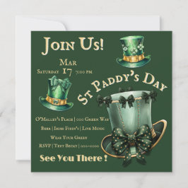 St Patrick's Day Hats and Bows Party Einladung