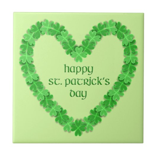St Patrick's Day Heart Fliese (Vorderseite)