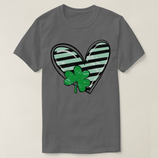 St Patricks Day Heart Kleeblatt T-Shirt (Design vorne)