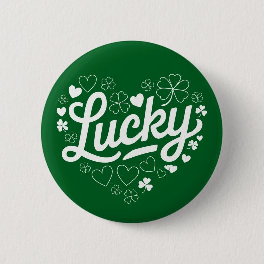 St Patrick's Day Heart Lucky Clover Kleeblatt Button (Vorderseite)