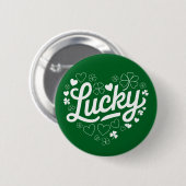 St Patrick's Day Heart Lucky Clover Kleeblatt Button (Vorne & Hinten)