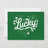 St Patrick's Day Heart Lucky Clover Kleeblatt Einladung (Vorderseite)