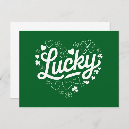 St Patrick's Day Heart Lucky Clover Kleeblatt Einladung (Vorne/Hinten)