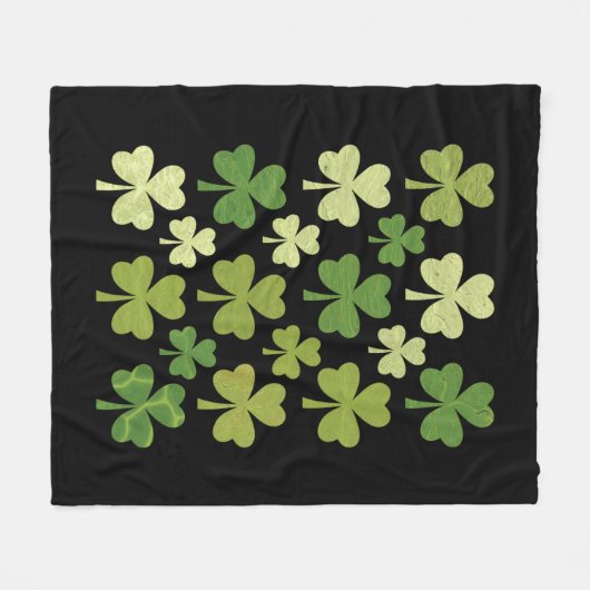 St Patrick's Day Heart Lucky Clover Kleeblatt Fleecedecke (Vorderseite (Horizontal))