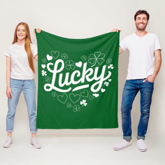 St Patrick's Day Heart Lucky Clover Kleeblatt Fleecedecke (Beispiel)