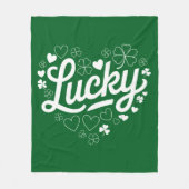 St Patrick's Day Heart Lucky Clover Kleeblatt Fleecedecke (Vorderseite)