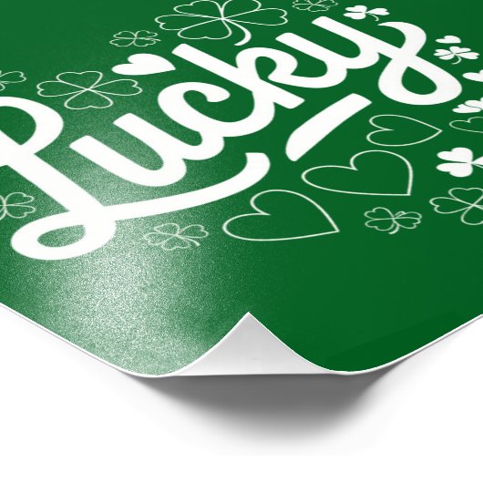 St Patrick's Day Heart Lucky Clover Kleeblatt Fotodruck (Ecke)