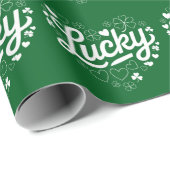 St Patrick's Day Heart Lucky Clover Kleeblatt Geschenkpapier (Rolleneckpunkt)