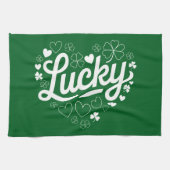 St Patrick's Day Heart Lucky Clover Kleeblatt Geschirrtuch (Horizontal)