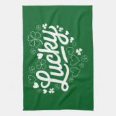 St Patrick's Day Heart Lucky Clover Kleeblatt Geschirrtuch (Vertikal)