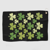 St Patrick's Day Heart Lucky Clover Kleeblatt Golfhandtuch (Horizontal)