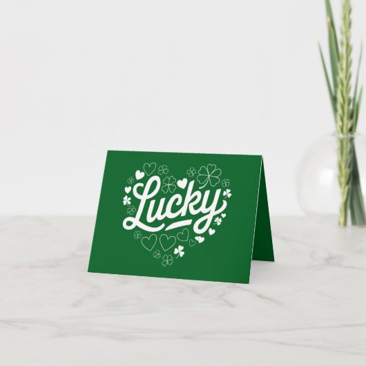 St Patrick's Day Heart Lucky Clover Kleeblatt Karte (Vorderseite)