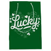 St Patrick's Day Heart Lucky Clover Kleeblatt Mittlere Geschenktüte (Vorderseite)