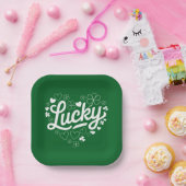 St Patrick's Day Heart Lucky Clover Kleeblatt Pappteller (Party)