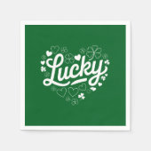 St Patrick's Day Heart Lucky Clover Kleeblatt Serviette (Vorderseite)