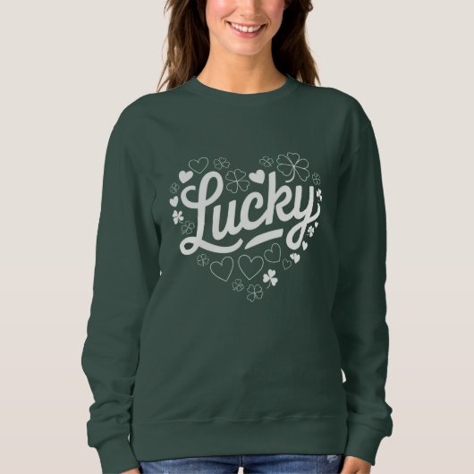 St Patrick's Day Heart Lucky Clover Kleeblatt Sweatshirt (Vorderseite)