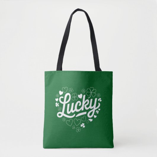 St Patrick's Day Heart Lucky Clover Kleeblatt Tasche (Vorderseite)