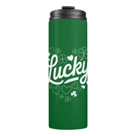 St Patrick's Day Heart Lucky Clover Kleeblatt Thermosbecher (Vorderseite)