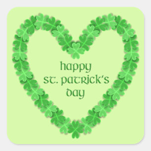 St Patrick's Day Heart Quadratischer Aufkleber