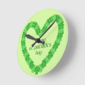 St Patrick's Day Heart Runde Wanduhr (Winkel)