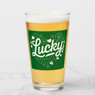 St. Patricks Day Herz Glücksklee Kleeblatt Glas