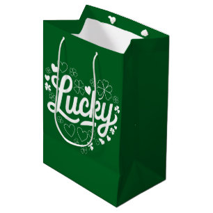 St. Patricks Day Herz Glücksklee Kleeblatt Mittlere Geschenktüte