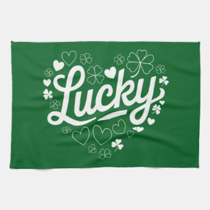 St. Patricks Day Herz Glücksklee Shamrock Geschirrtuch