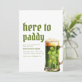 St. Patrick's Day Hier zur Paddy-Party Einladung (Stehend Vorderseite)