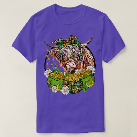 St Patricks Day Highland Cow Funny Highland Heifer T-Shirt (Design vorne)