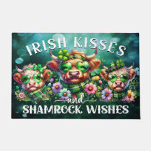 St Patrick's Day Highland Kuh Irish Doormat