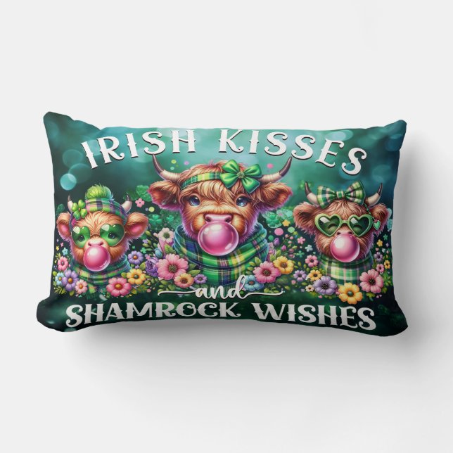 St. Patrick's Day Highland Kuh Lumbar Pillow Lendenkissen (Vorderseite)